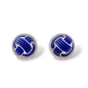 Belle Etoile Earrings “Nodo” in Navy Blue and Silver with Cubic Zirconia